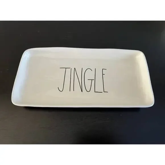 Rae Dunn Vintage 2015 Jingle Black Lettering Platter- M Stamped - Picture 1 of 5